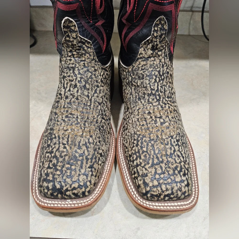 Men's 11.5 Anderson Bean Genuine Giraffe Square Toe Cowboy Boots - Picture 6 of 16